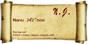 Nanu János névjegykártya